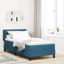 vidaXL Boxrugós ágy fejtámlával Sötét kék 200 x 100 cm Bársony
