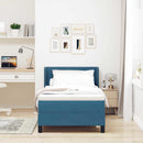 vidaXL Boxrugós ágy fejtámlával Sötét kék 200 x 100 cm Bársony