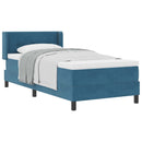 vidaXL Boxrugós ágy fejtámlával Sötét kék 200 x 100 cm Bársony