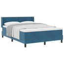 vidaXL Boxrugós ágy fejtámlával Sötét kék 200 x 140 cm Bársony