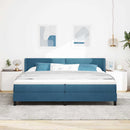 vidaXL Boxrugós ágy fejtámlával Sötét kék 200 x 200 cm Bársony