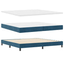 vidaXL Boxrugós ágy fejtámlával Sötét kék 200 x 200 cm Bársony