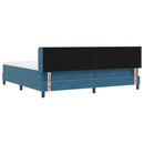 vidaXL Boxrugós ágy fejtámlával Sötét kék 200 x 200 cm Bársony
