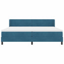 vidaXL Boxrugós ágy fejtámlával Sötét kék 200 x 200 cm Bársony