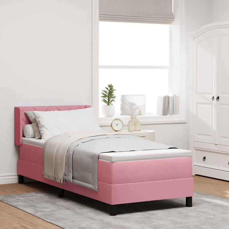 vidaXL Box Spring ágy matraccal fekete 100x200 cm bársonyos Rózsaszín