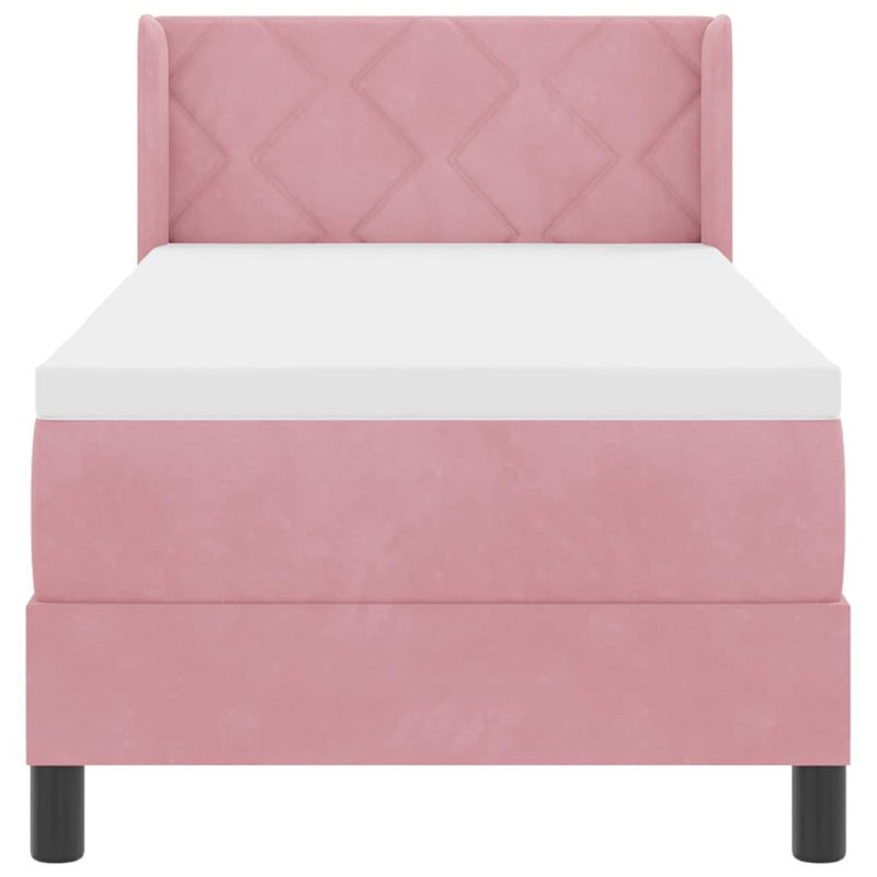 vidaXL Box Spring ágy matraccal fekete 100x200 cm bársonyos Rózsaszín