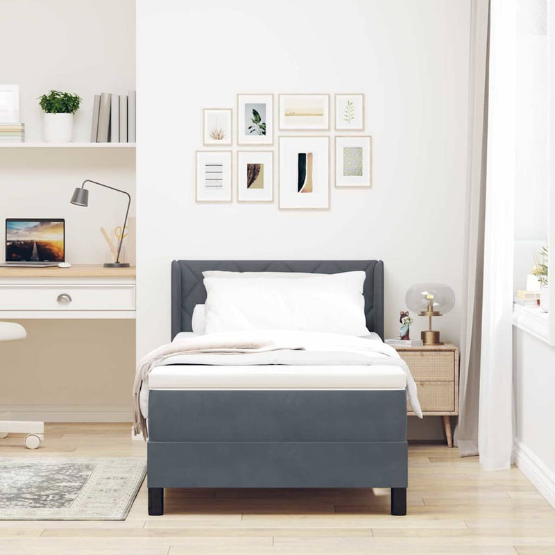 vidaXL Box Spring ágy matraccal fekete 100x200 cm bársonyos matracmal