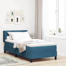 vidaXL Boxrugós ágy fejtámlával Sötét kék 190 x 90 cm Bársony