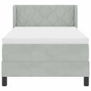 vidaXL Boxrugós ágy fejtámlával Világosszürke 200 x 90 cm Bársony