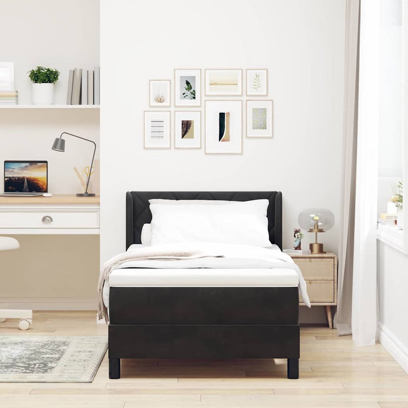 vidaXL Box Spring ágy matraccal fekete 100x200 cm bársonyos Fekete