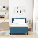 vidaXL Boxrugós ágy fejtámlával Sötét kék 200 x 90 cm Bársony