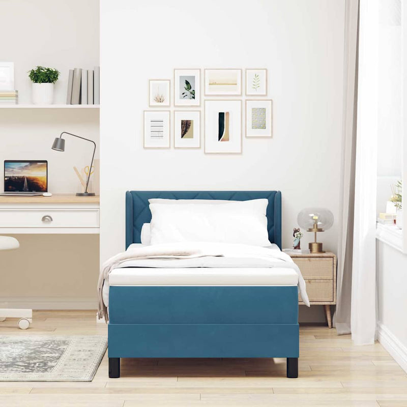 vidaXL Box Spring ágy matraccal fekete 100x200 cm bársonyos Sötétkék