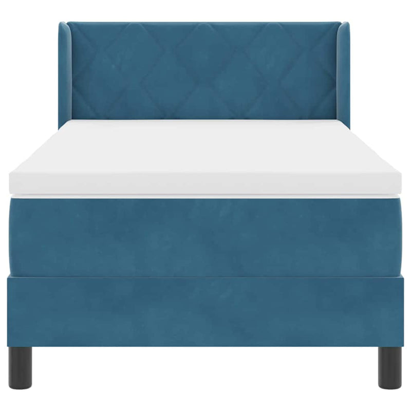 vidaXL Box Spring ágy matraccal fekete 100x200 cm bársonyos Sötétkék