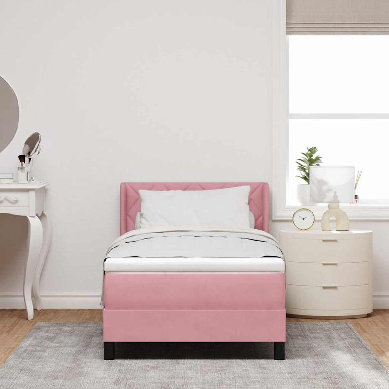 vidaXL Box Spring ágy matraccal fekete 100x200 cm bársonyos Rózsaszín