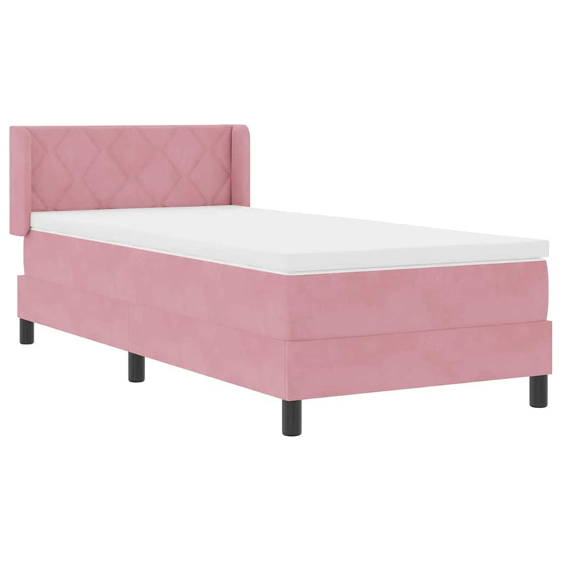 vidaXL Box Spring ágy matraccal fekete 100x200 cm bársonyos Rózsaszín
