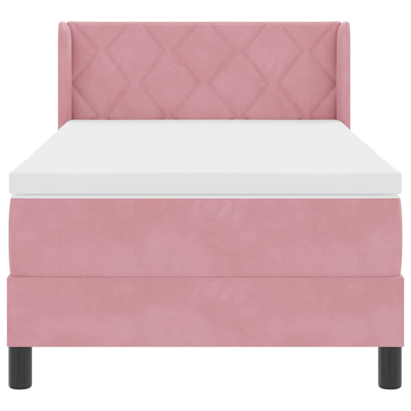 vidaXL Box Spring ágy matraccal fekete 100x200 cm bársonyos Rózsaszín