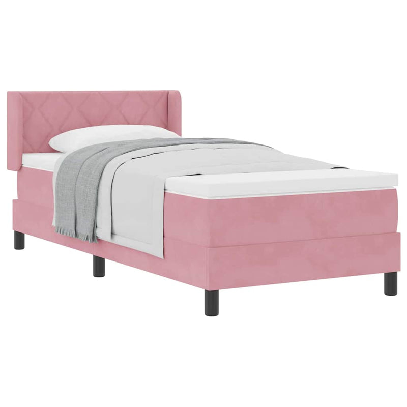 vidaXL Box Spring ágy matraccal fekete 100x200 cm bársonyos Rózsaszín