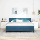 vidaXL Boxrugós ágy fejtámlával Sötét kék 200 x 180 cm Bársony
