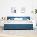 vidaXL Boxrugós ágy fejtámlával Sötét kék 200 x 200 cm Bársony