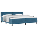 vidaXL Boxrugós ágy fejtámlával Sötét kék 200 x 200 cm Bársony