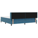 vidaXL Boxrugós ágy fejtámlával Sötét kék 200 x 200 cm Bársony