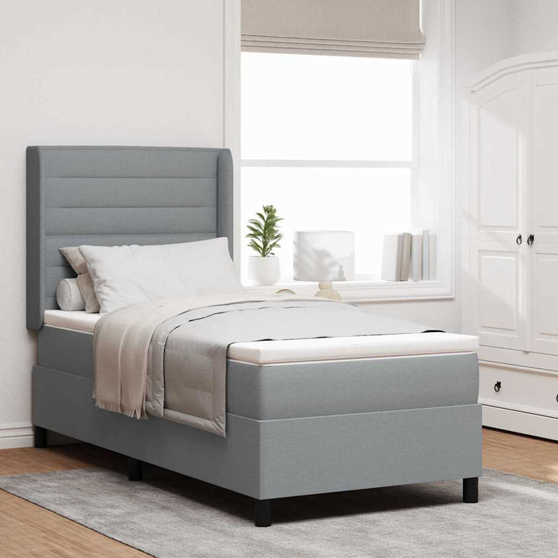 vidaXL Boxrugós ágy matracmal Világosszürke 80 x 200 cm szövet