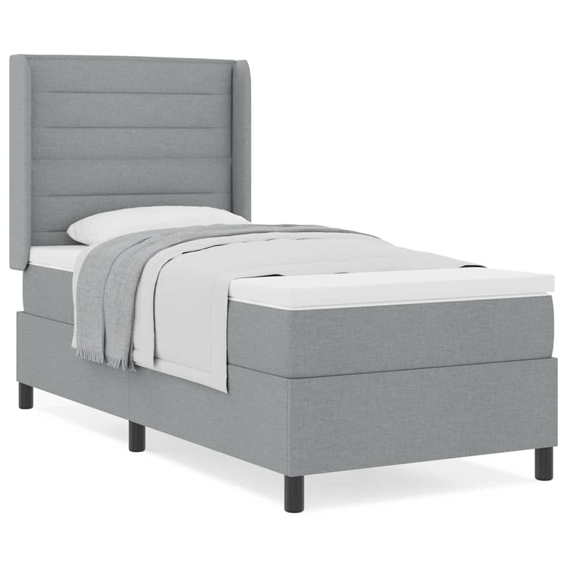 vidaXL Boxrugós ágy matracmal Világosszürke 80 x 200 cm szövet