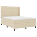 vidaXL Boxrugós ágy párnával fejtámlával Krém 190 x 140 cm szövet