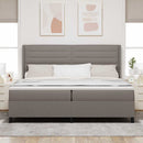 vidaXL Boxrugós ágy párnával fejtámlával Tópszínű 200 x 200 cm szövet