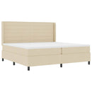 vidaXL Boxrugós ágy párnával fejtámlával Krém 200 x 200 cm szövet
