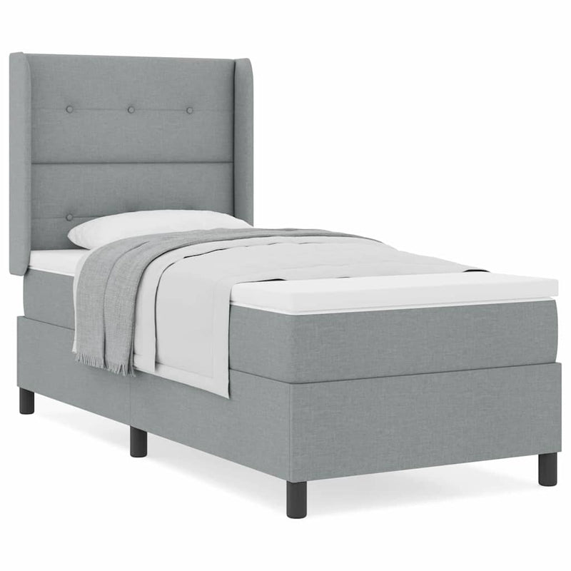 vidaXL Boxrugós ágy matracmal Világosszürke 80 x 200 cm szövet