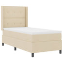 vidaXL Boxrugós ágy párnával fejtámlával Krém 190 x 90 cm szövet