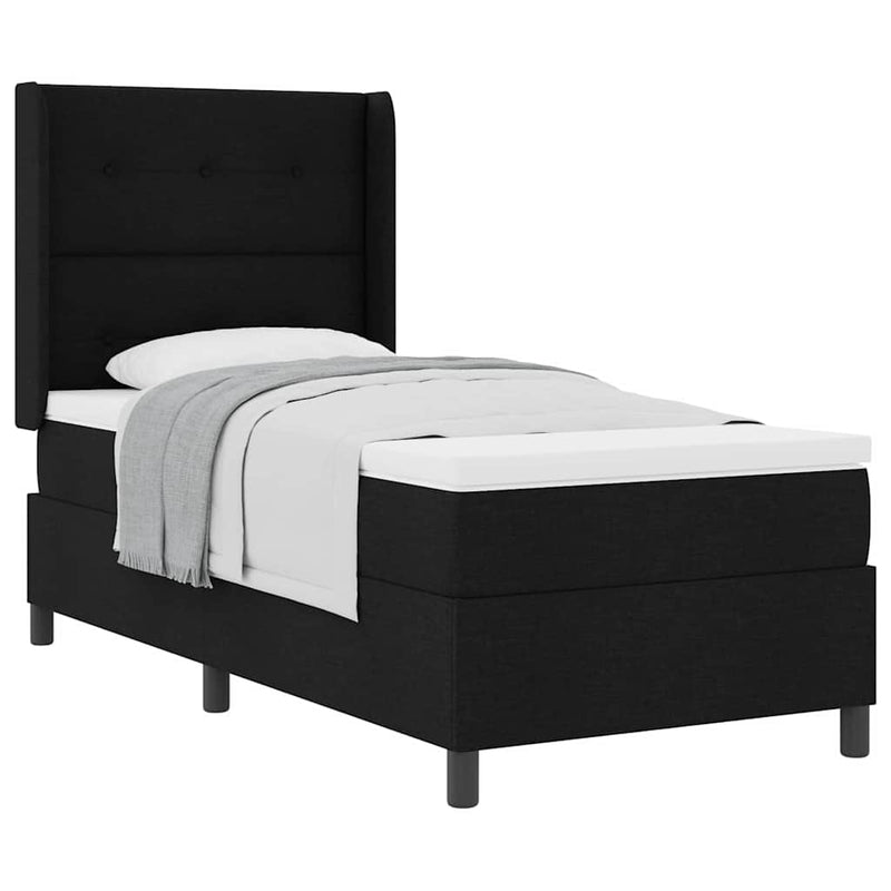 vidaXL Boxrugós ágy matracmal fejtámlával Fekete 100 x 200 cm szövet