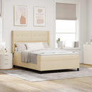 vidaXL Boxrugós ágy párnával fejtámlával Krém 200 x 160 cm szövet