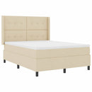 vidaXL Boxrugós ágy párnával fejtámlával Krém 200 x 160 cm szövet