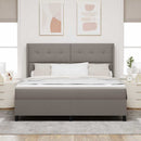 vidaXL Boxrugós ágy matracmal fejtámlával Tópszínű 200 x 180 cm szövet