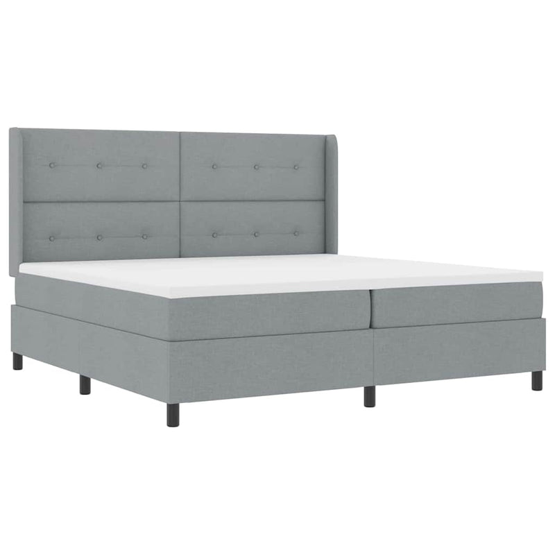 vidaXL Boxrugós ágy matracmal Világosszürke 200 x 200 cm szövet