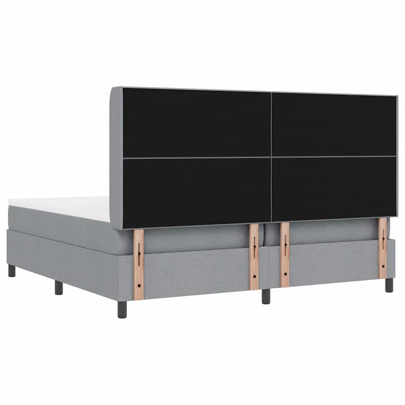 vidaXL Boxrugós ágy matracmal Világosszürke 200 x 200 cm szövet