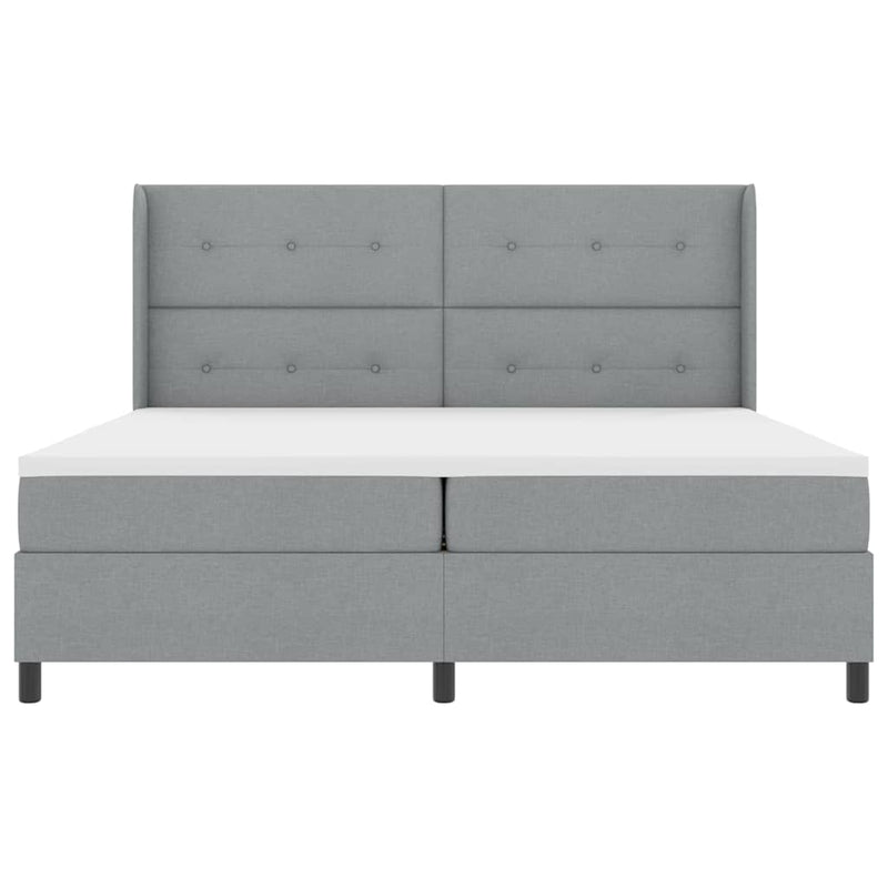 vidaXL Boxrugós ágy matracmal Világosszürke 200 x 200 cm szövet
