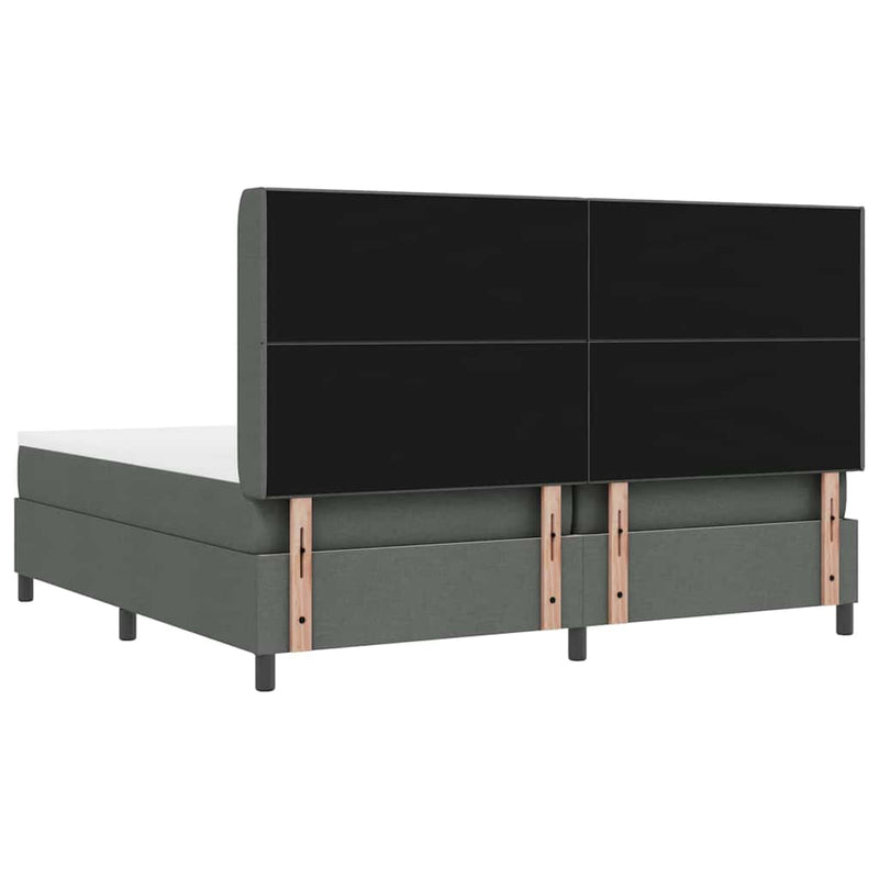 vidaXL Boxrugós ágy matracmal Sötétszürke 200 x 200 cm szövet