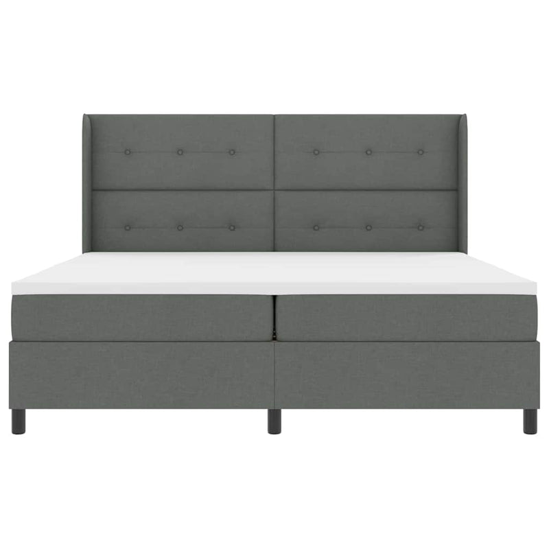vidaXL Boxrugós ágy matracmal Sötétszürke 200 x 200 cm szövet