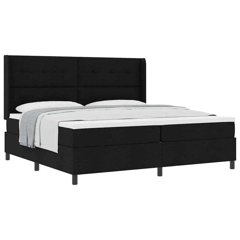 vidaXL Boxrugós ágy matracmal fejtámlával Fekete 200 x 200 cm szövet