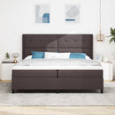 vidaXL Boxrugós ágy párnával Sötét Barna 200 x 200 cm szövet