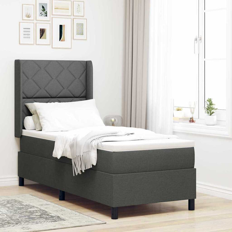 vidaXL Boxrugós ágy matracmal Sötétszürke 80 x 200 cm szövet