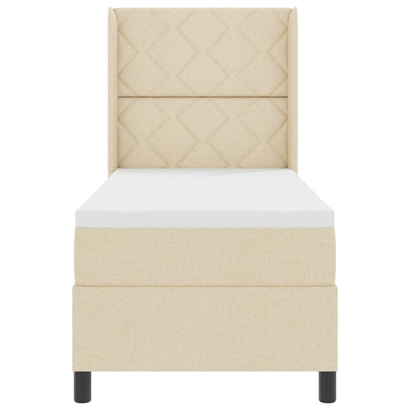 vidaXL Boxrugós ágy matracmal fejtámlával Krém 80 x 200 cm szövet