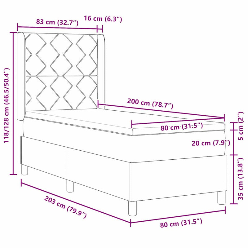vidaXL Boxrugós ágy matracmal fejtámlával Krém 80 x 200 cm szövet