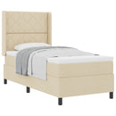 vidaXL Boxrugós ágy párnával fejtámlával Krém 200 x 90 cm szövet