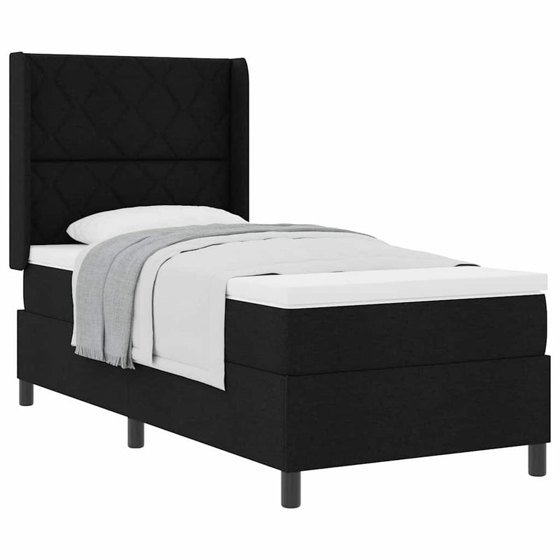 vidaXL Boxrugós ágy matracmal fejtámlával Fekete 100 x 200 cm szövet