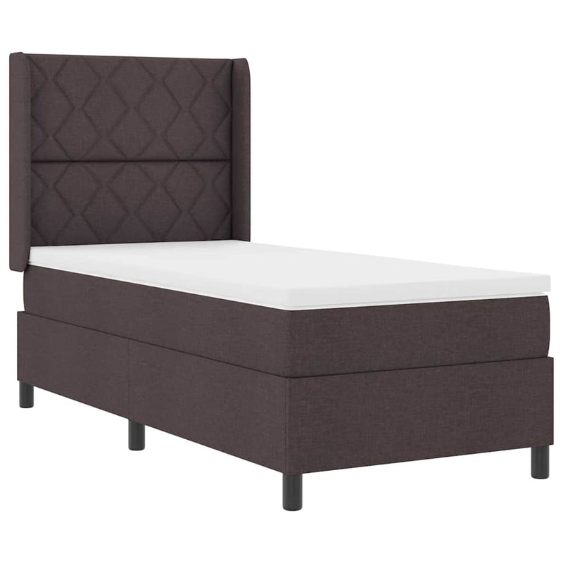 vidaXL Boxrugós ágy matracmal sötétbarna 100 x 200 cm szövet