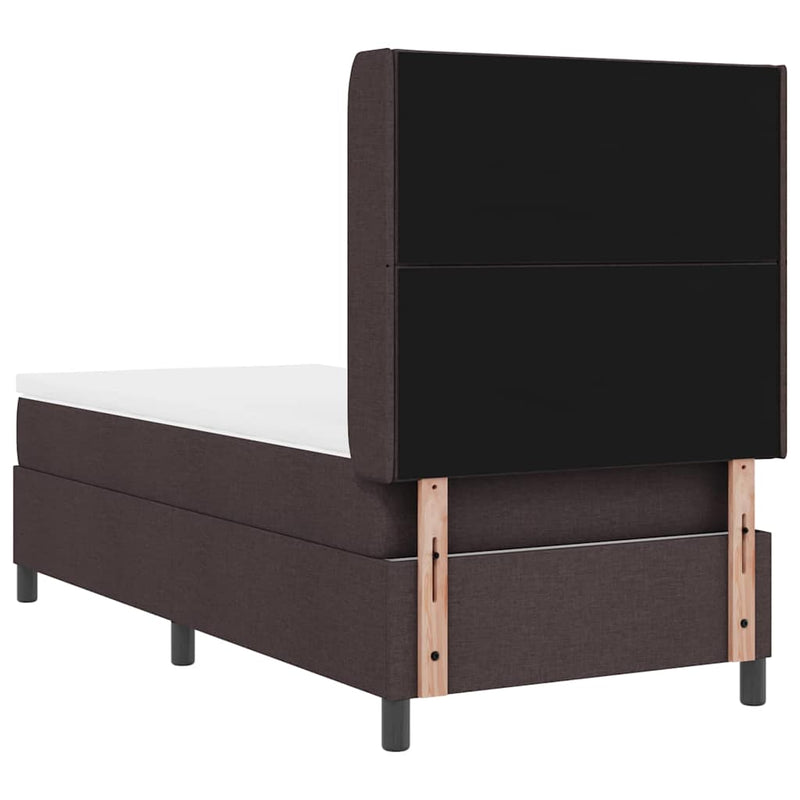vidaXL Boxrugós ágy matracmal sötétbarna 100 x 200 cm szövet